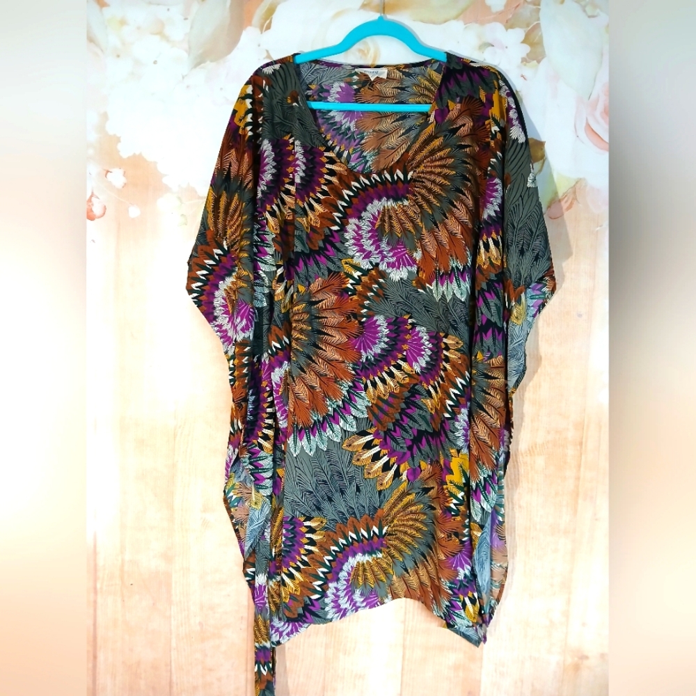 Colorful Feather Patterned Kaftan